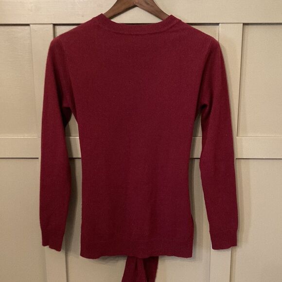 AUTUMN Cashmere Tie Front Sweater in Pinot 100% Cashmere Size Small - Picture 9 of 10